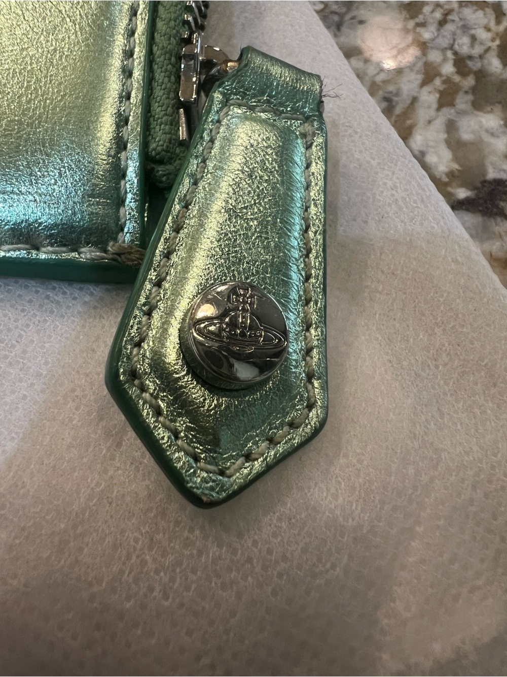 Vivienne Westwood Metallic Mint Green Wristlet Clutch - Picture 4 of 8